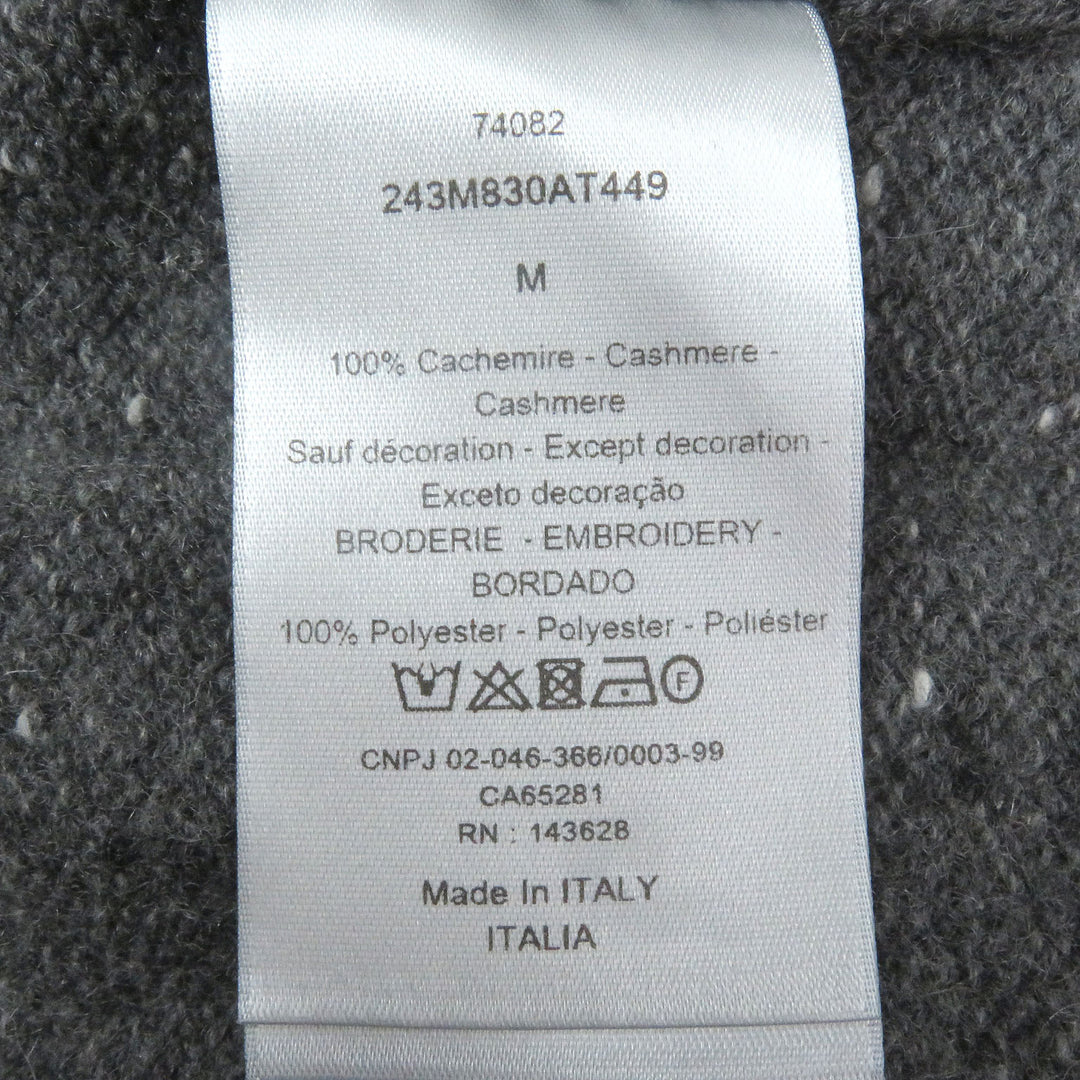 Excellent DIOR knit Lily of the valley logo patch gray cashmere mens M 243M830AT449
