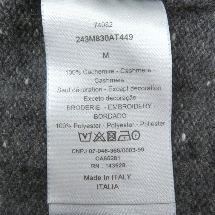 Excellent DIOR knit Lily of the valley logo patch gray cashmere mens M