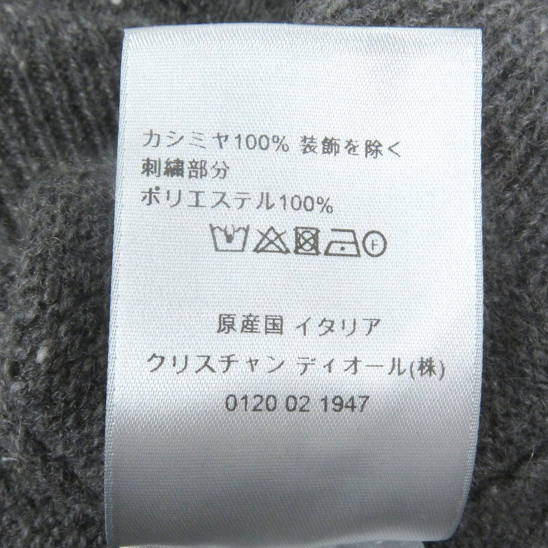 Excellent DIOR knit Lily of the valley logo patch gray cashmere mens M 243M830AT449