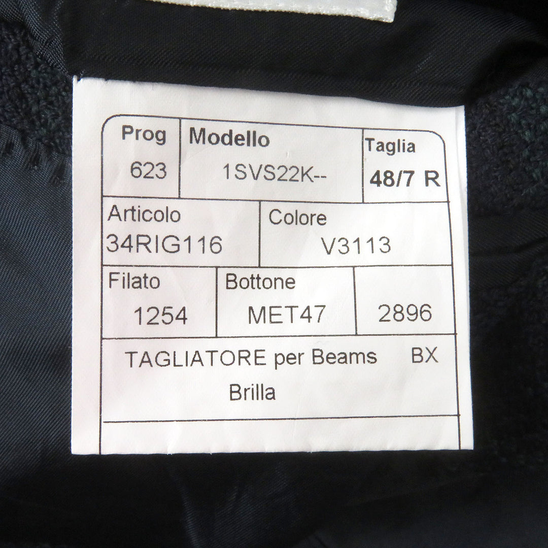 Excellent TAGLIATORE tailored jacket Brilla Fabric Emblem Logo Button Single Navy mens 48