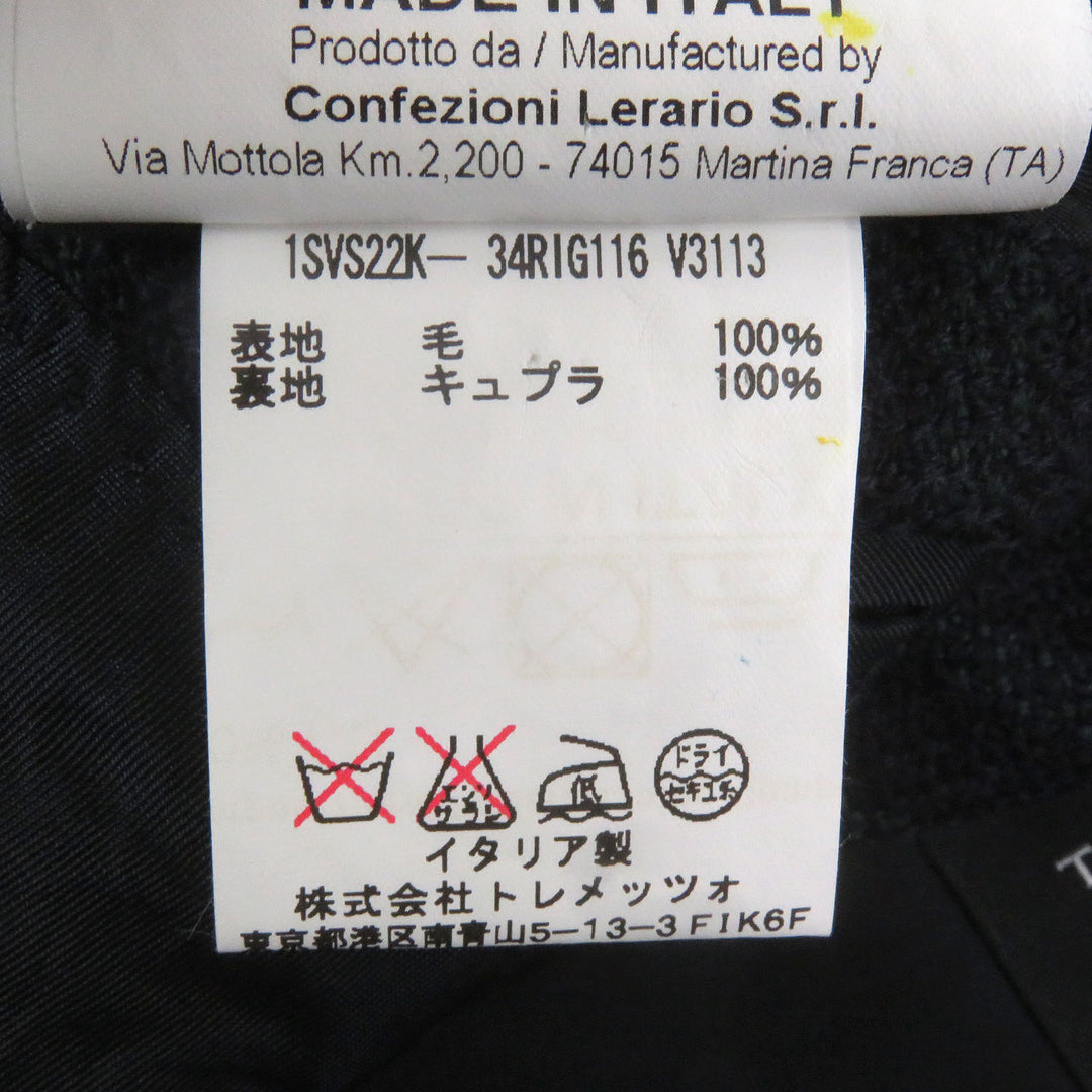 Excellent TAGLIATORE tailored jacket Brilla Fabric Emblem Logo Button Single Navy mens 48