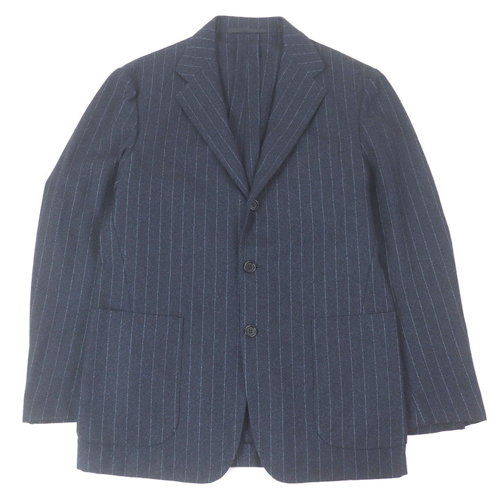 Excellent Sartorio Jacket Striped single unconstructed jacket Navy wool mens 48