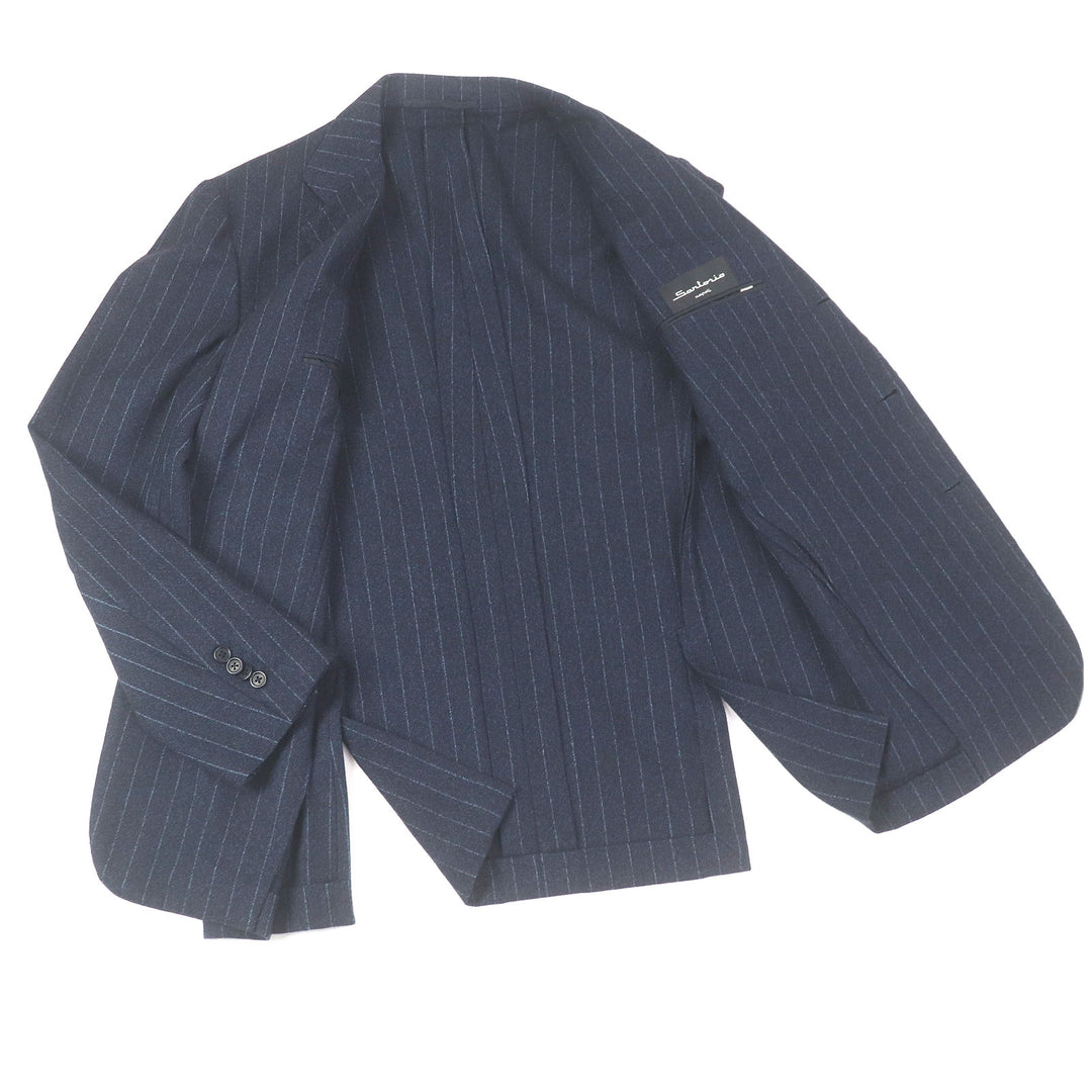 Excellent Sartorio Jacket Striped single unconstructed jacket Navy wool mens 48