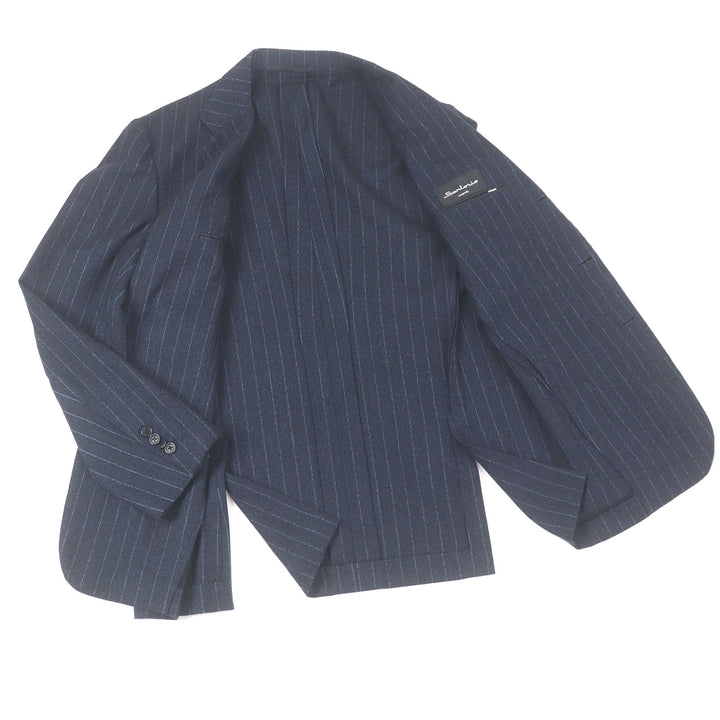 Excellent Sartorio Jacket Striped single unconstructed jacket Navy wool mens 48