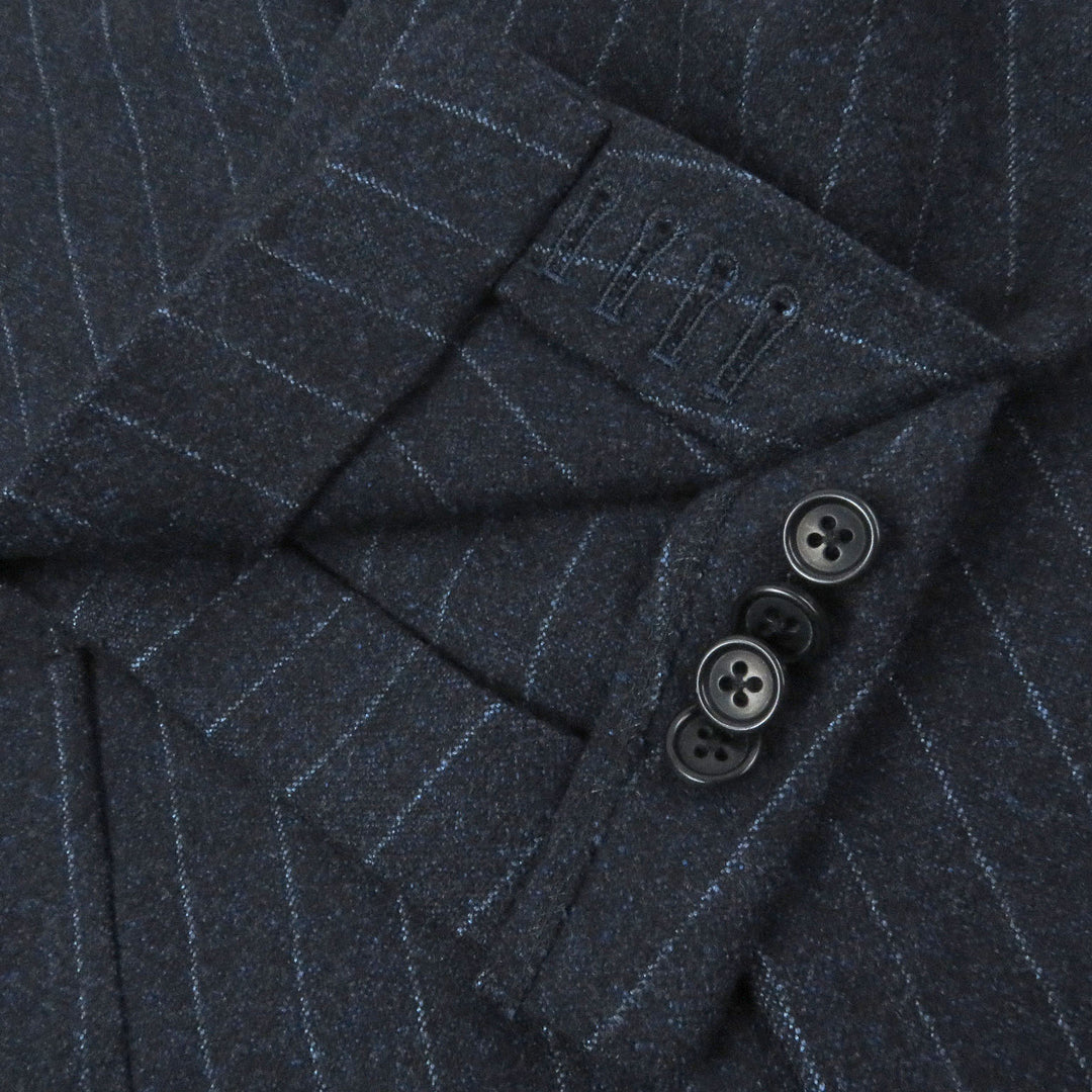 Excellent Sartorio Jacket Striped single unconstructed jacket Navy wool mens 48