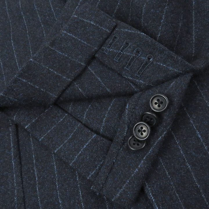 Excellent Sartorio Jacket Striped single unconstructed jacket Navy wool mens 48