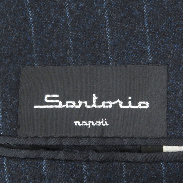 Excellent Sartorio Jacket Striped single unconstructed jacket Navy wool mens 48