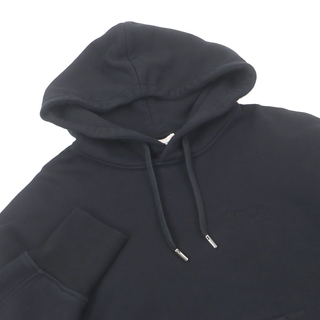 Great Alexander McQueen Parker logo embroidered pullover black cotton mens M 722257
