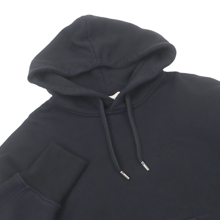 Great Alexander McQueen Parker logo embroidered pullover black cotton mens M 722257