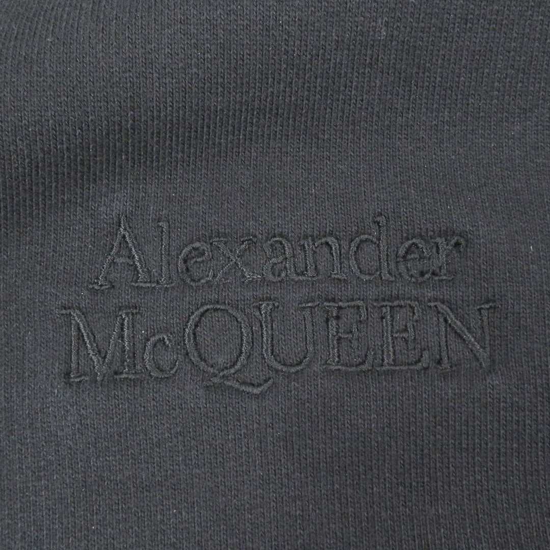 Great Alexander McQueen Parker logo embroidered pullover black cotton mens M 722257
