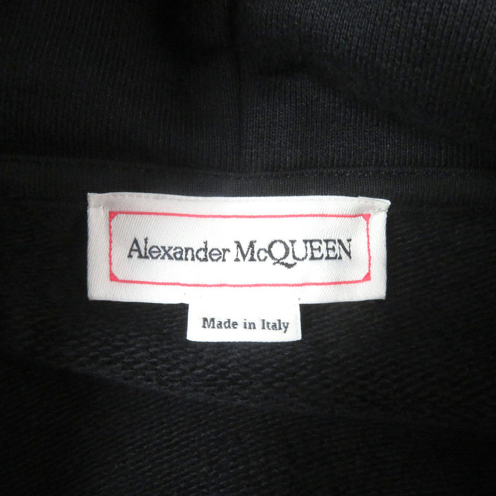 Great Alexander McQueen Parker logo embroidered pullover black cotton mens M 722257