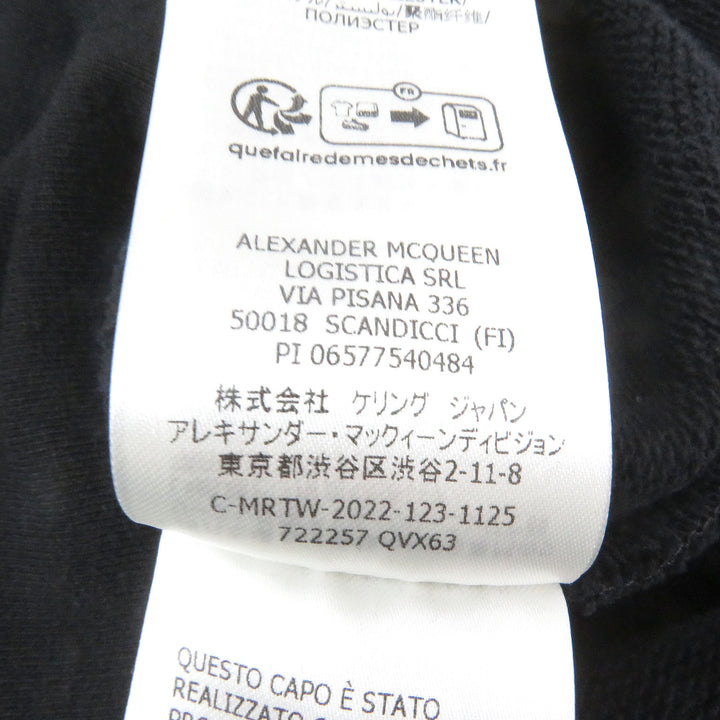 Great Alexander McQueen Parker logo embroidered pullover black cotton mens M 722257