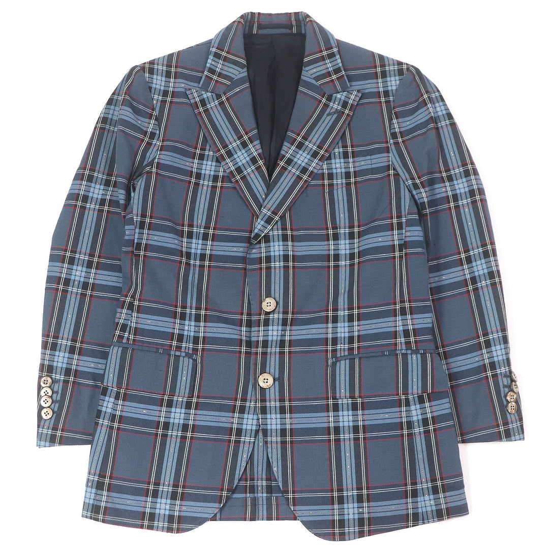 Great Gabriele Pasini Jacket Tartan Check Single Blazer Unconstructed blue mens 44