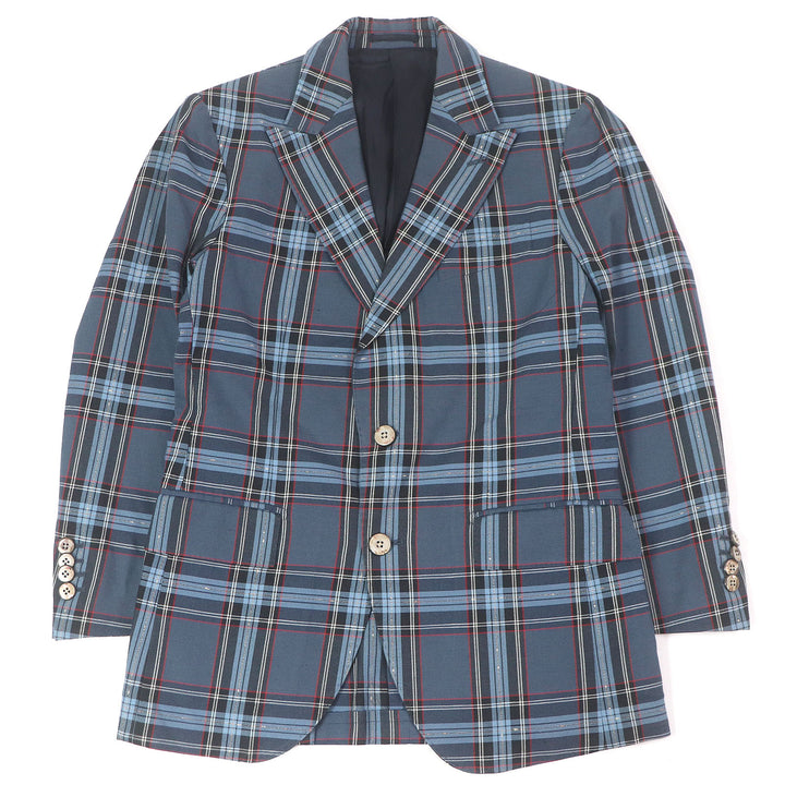 Great Gabriele Pasini Jacket Tartan Check Single Blazer Unconstructed blue mens 44