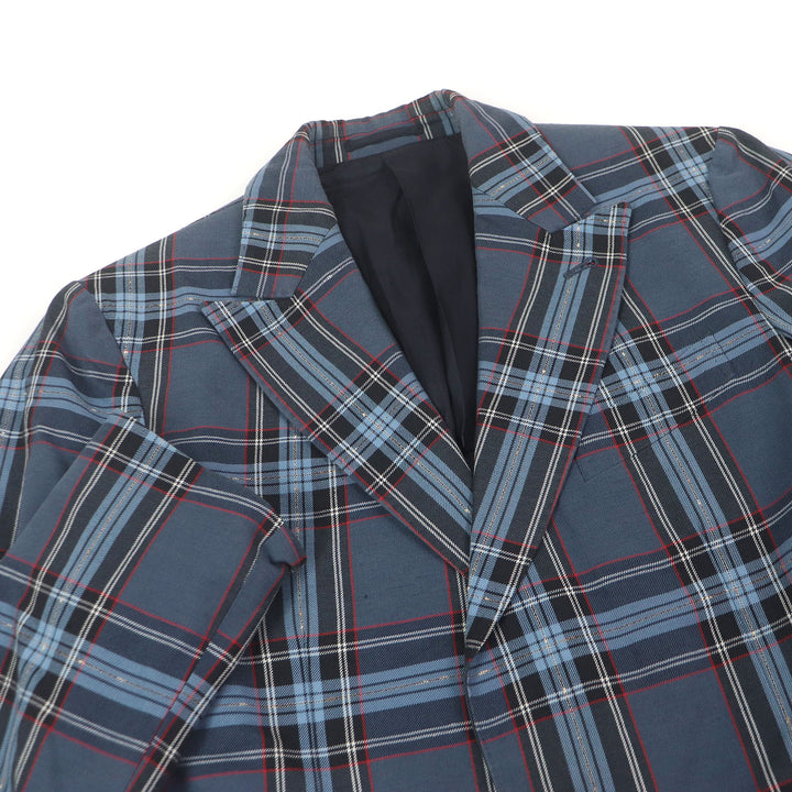 Great Gabriele Pasini Jacket Tartan Check Single Blazer Unconstructed blue mens 44