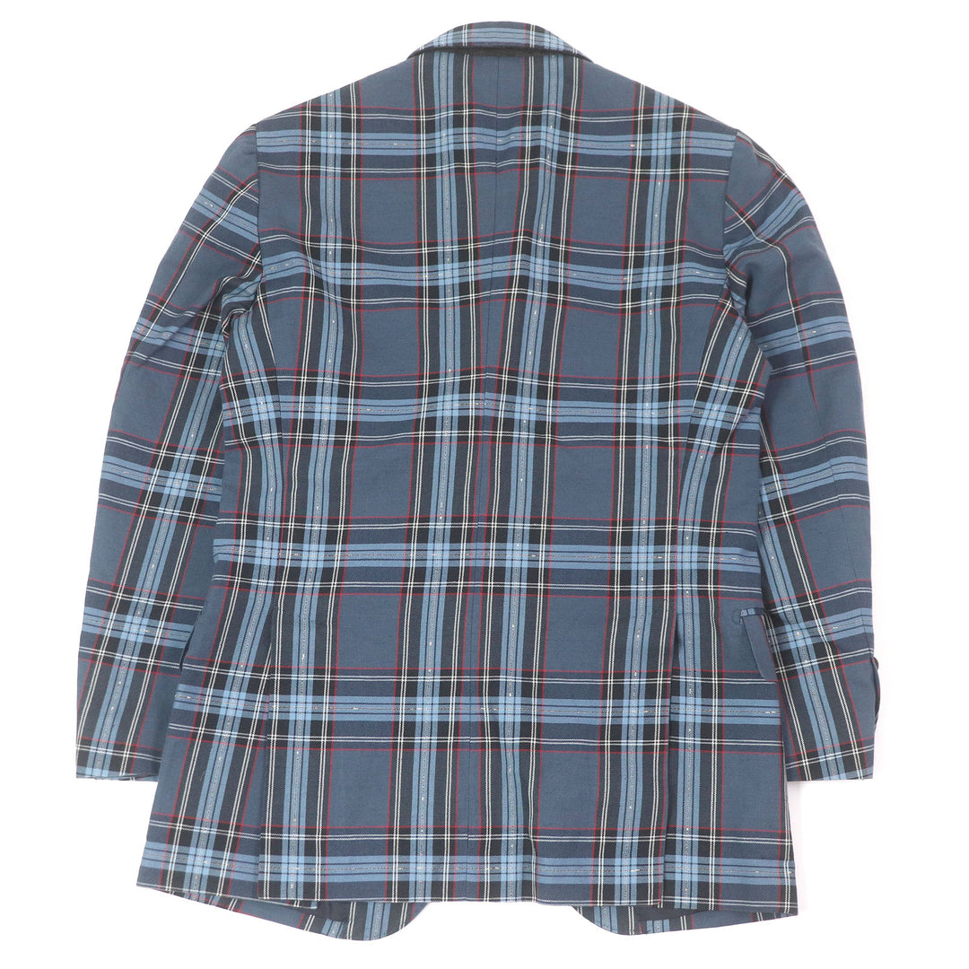 Great Gabriele Pasini Jacket Tartan Check Single Blazer Unconstructed blue mens
