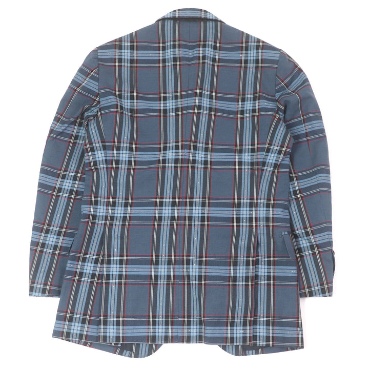 Great Gabriele Pasini Jacket Tartan Check Single Blazer Unconstructed blue mens
