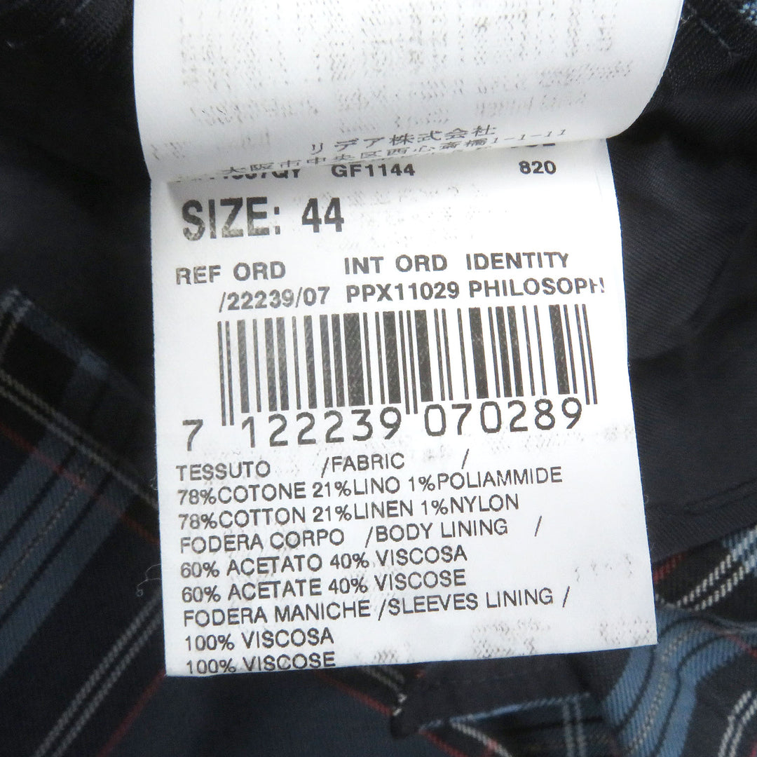Great Gabriele Pasini Jacket Tartan Check Single Blazer Unconstructed blue mens 44