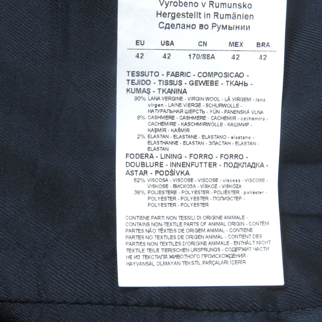 Excellent EMPORIO ARMANI Jacket Black Tag Single Tailored Navy wool mens 42