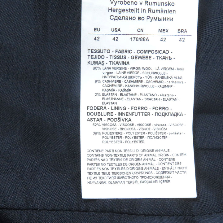 Excellent EMPORIO ARMANI Jacket Black Tag Single Tailored Navy wool mens 42