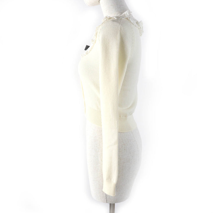 Great MIUMIU cardigan Cropped long sleeve knit Ivory Virgin wool Women 36 MMF482