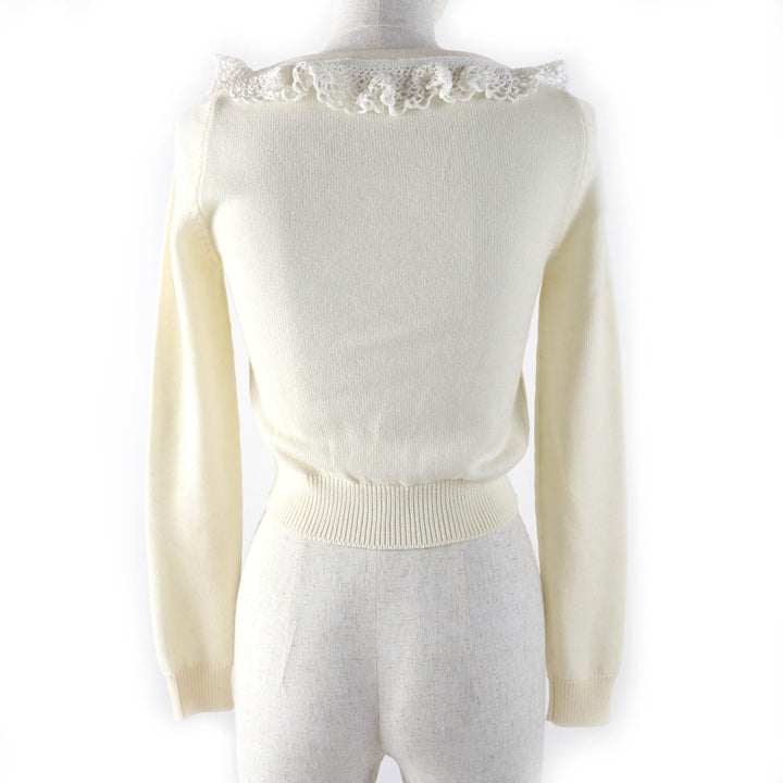 Great MIUMIU cardigan Cropped long sleeve knit Ivory Virgin wool Women 36 MMF482