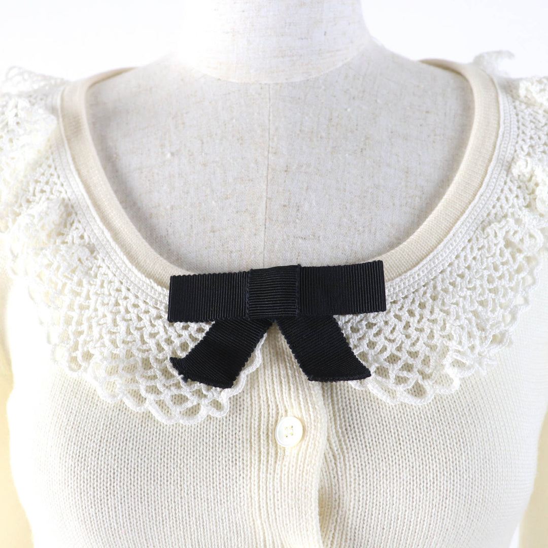 Great MIUMIU cardigan Cropped long sleeve knit Ivory Virgin wool Women 36 MMF482