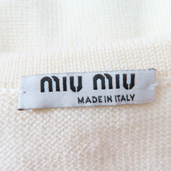 Great MIUMIU cardigan Cropped long sleeve knit Ivory Virgin wool Women 36 MMF482
