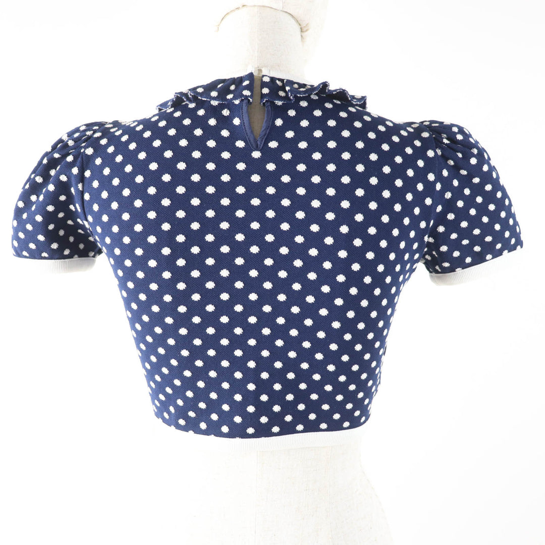 Great MIUMIU knit Cropped Length Navy white Women XS MJN277 1DVC