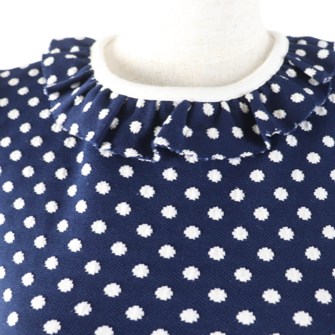 Great MIUMIU knit Cropped Length Navy white Women XS MJN277 1DVC