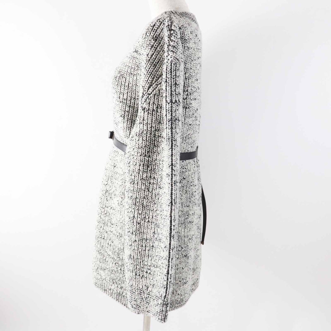 LOUIS VUITTON knit Sweaters Dresses Leather belt Patch Long sleeve Black White