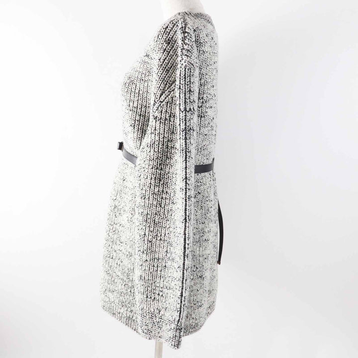 LOUIS VUITTON knit Sweaters Dresses Leather belt Patch Long sleeve Black White