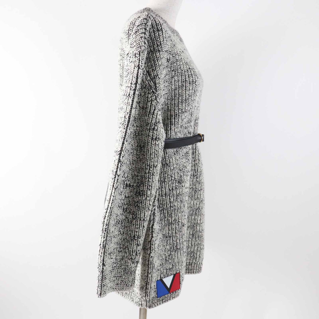 LOUIS VUITTON knit Sweaters Dresses Leather belt Patch Long sleeve Black White
