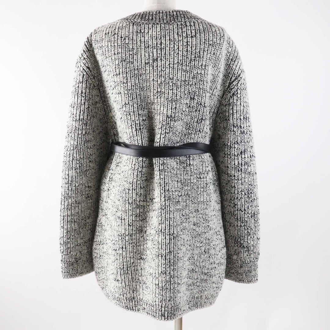 LOUIS VUITTON knit Sweaters Dresses Leather belt Patch Long sleeve Black White