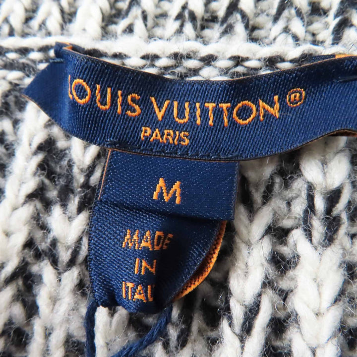 LOUIS VUITTON knit Sweaters Dresses Leather belt Patch Long sleeve Black White