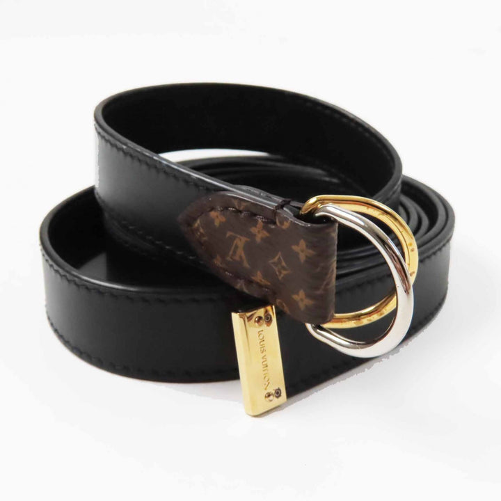 LOUIS VUITTON knit Sweaters Dresses Leather belt Patch Long sleeve Black White
