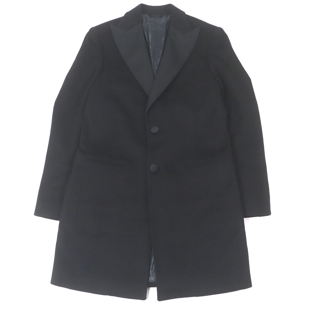 Great ALBERTO BRESCI Chester coat Peak lapel black wool mens 46
