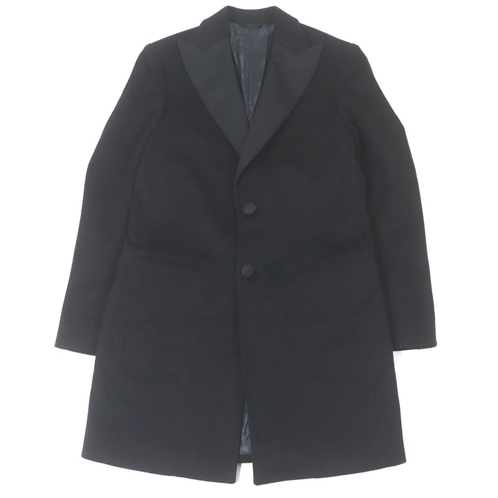 Great ALBERTO BRESCI Chester coat Peak lapel black wool mens 46