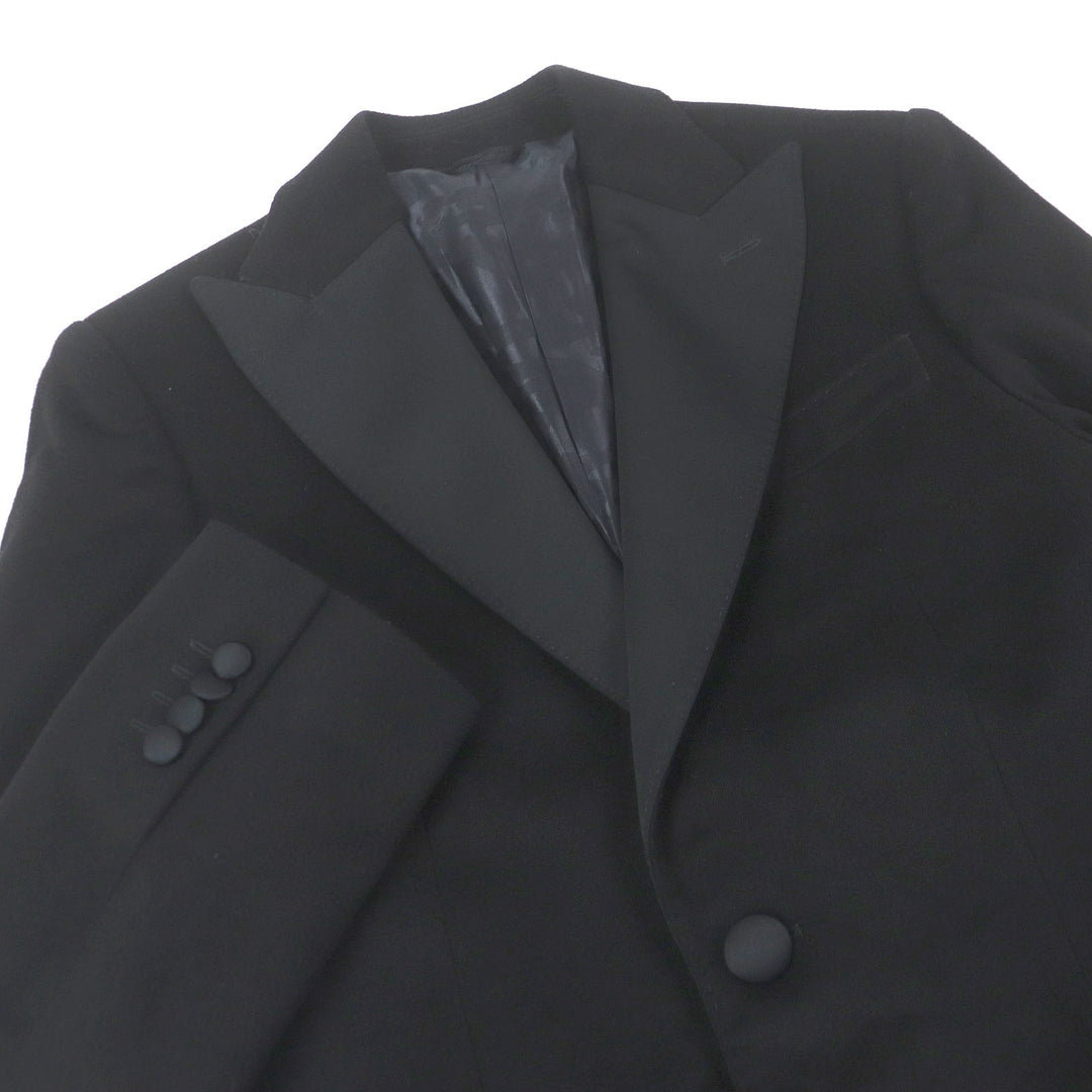 Great ALBERTO BRESCI Chester coat Peak lapel black wool mens 46