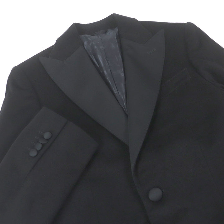 Great ALBERTO BRESCI Chester coat Peak lapel black wool mens 46