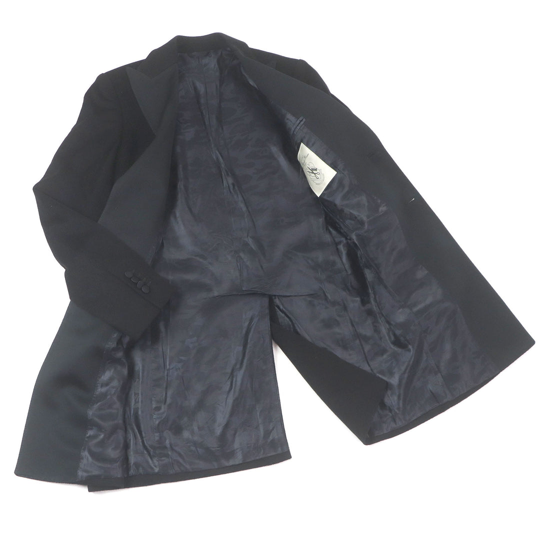 Great ALBERTO BRESCI Chester coat Peak lapel black wool mens 46
