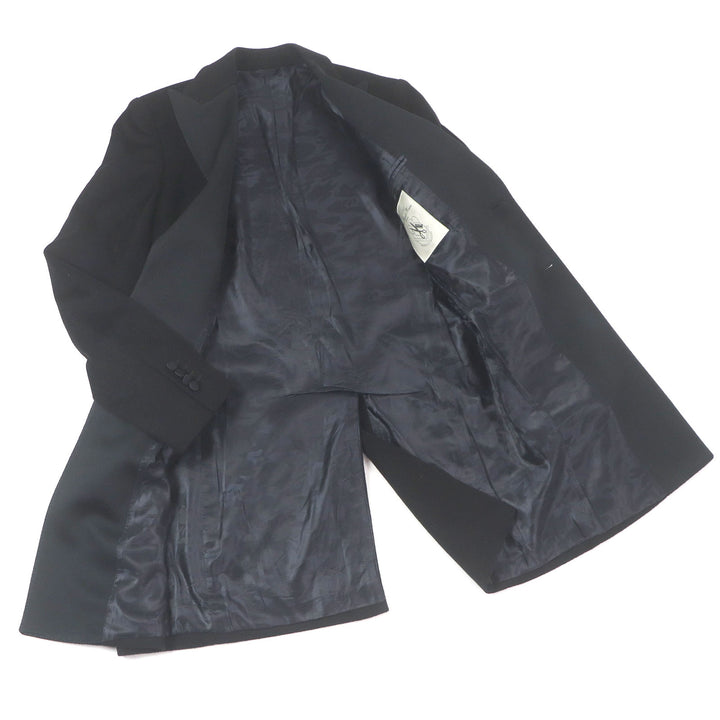 Great ALBERTO BRESCI Chester coat Peak lapel black wool mens 46