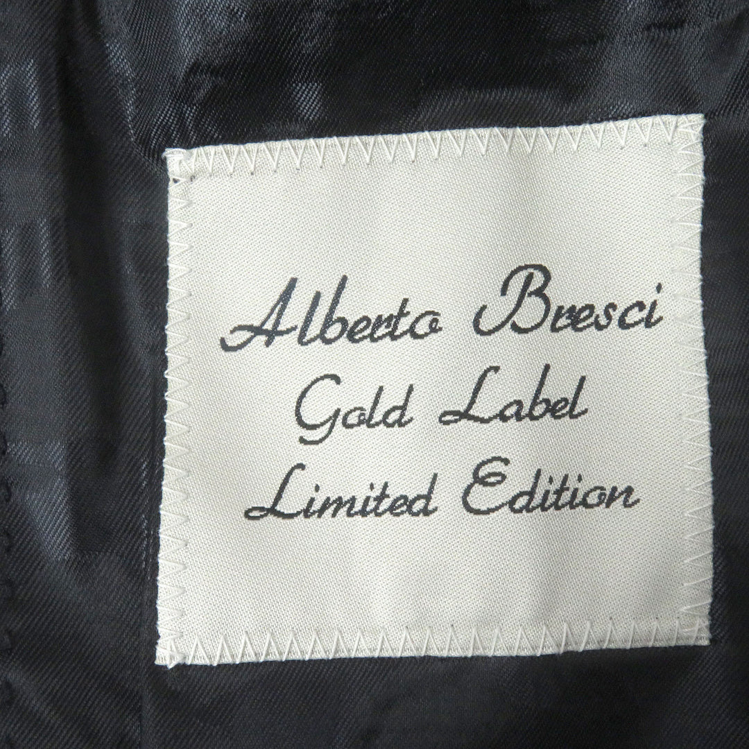 Great ALBERTO BRESCI Chester coat Peak lapel black wool mens 46