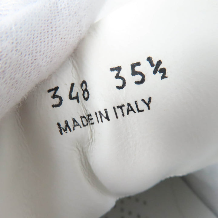 Excellent PRADA sneakers Triangle logo with crystal white leather Women 35.5 1E348N