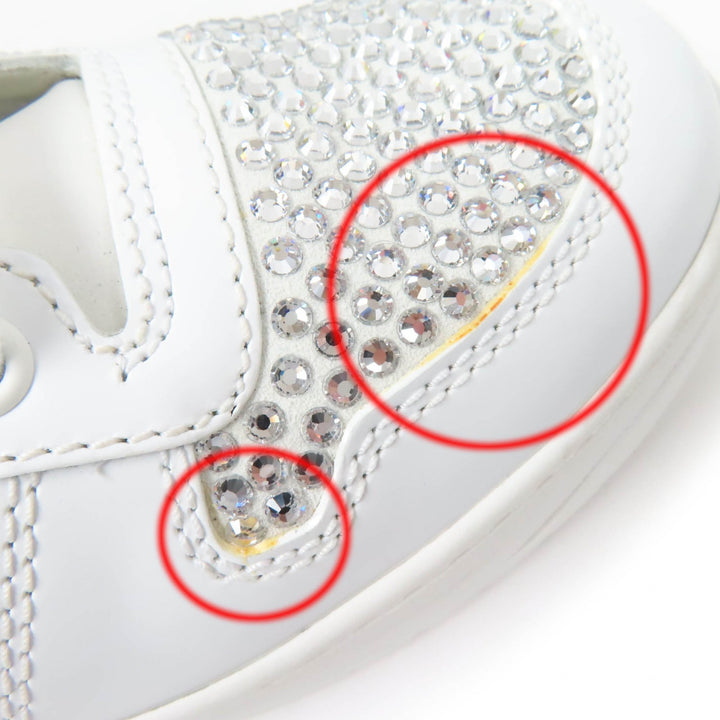 Excellent PRADA sneakers Triangle logo with crystal white leather Women 35.5 1E348N