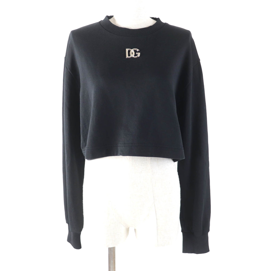Great DOLCE&GABBANA sweat DG Plate Logo Cropped Sweatshirt black cotton 38 F9N80Z