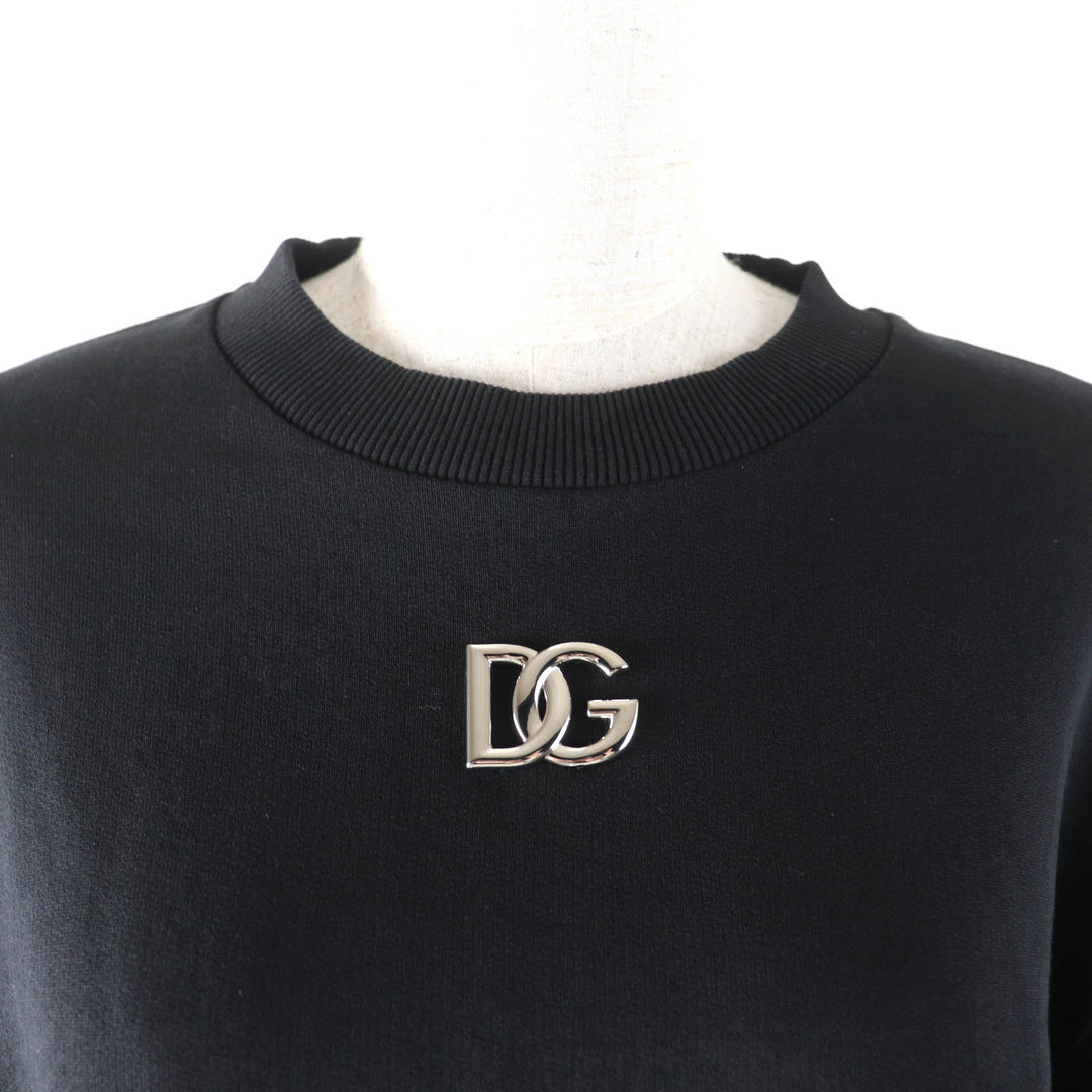 Great DOLCE&GABBANA sweat DG Plate Logo Cropped Sweatshirt black cotton 38 F9N80Z