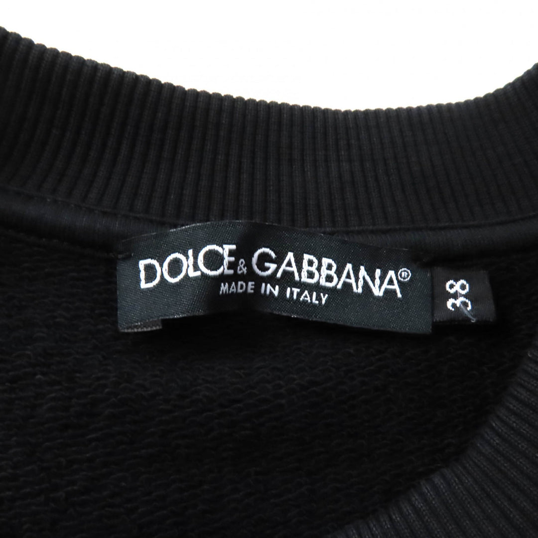 Great DOLCE&GABBANA sweat DG Plate Logo Cropped Sweatshirt black cotton 38 F9N80Z
