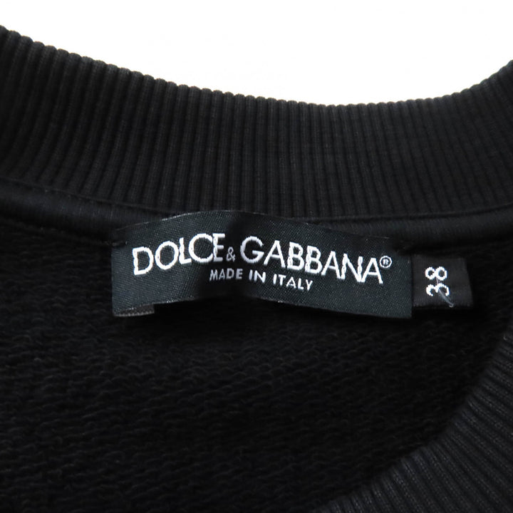 Great DOLCE&GABBANA sweat DG Plate Logo Cropped Sweatshirt black cotton 38