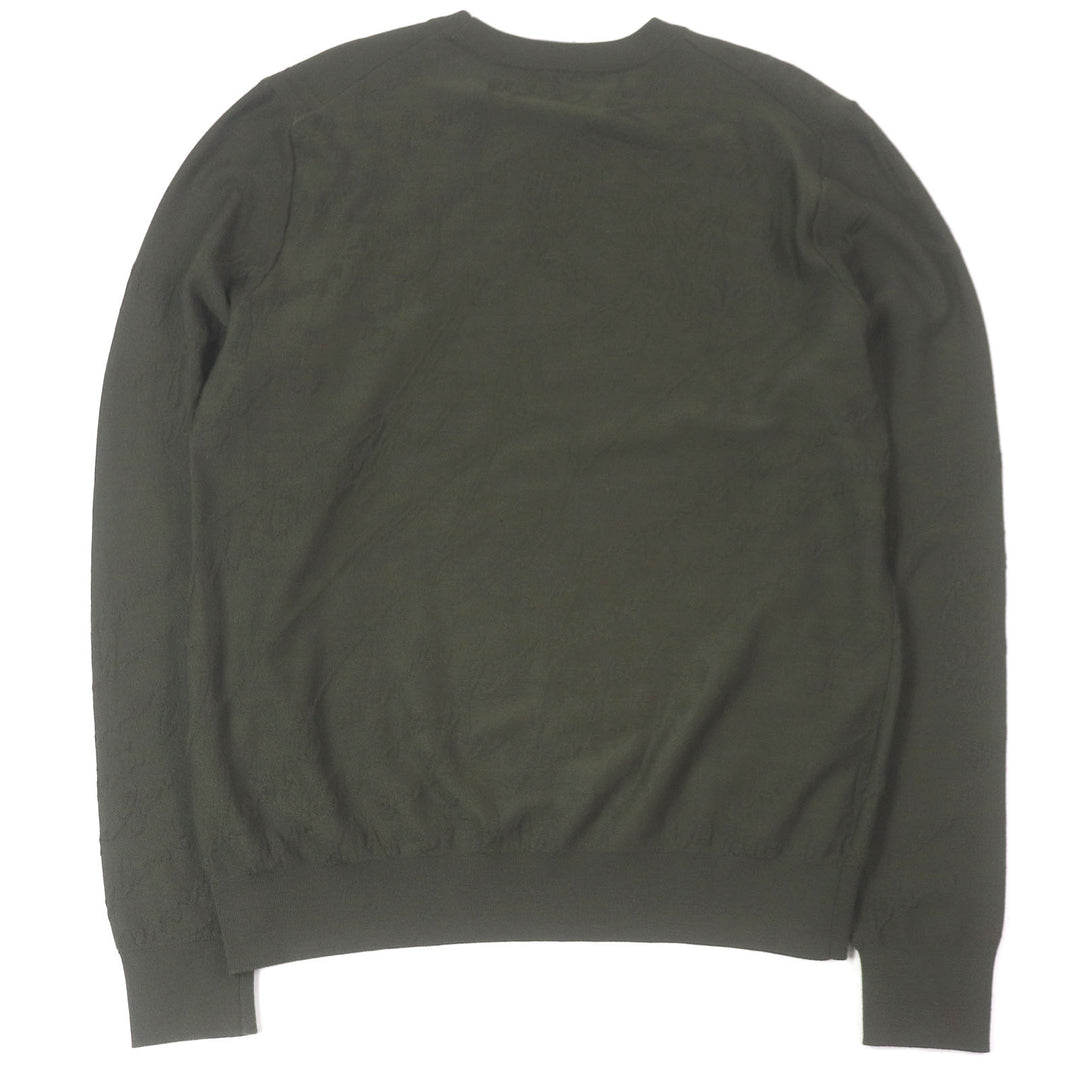 Excellent BERLUTI knit Calligraphy All-over Print Long Sleeve khaki wool mens M